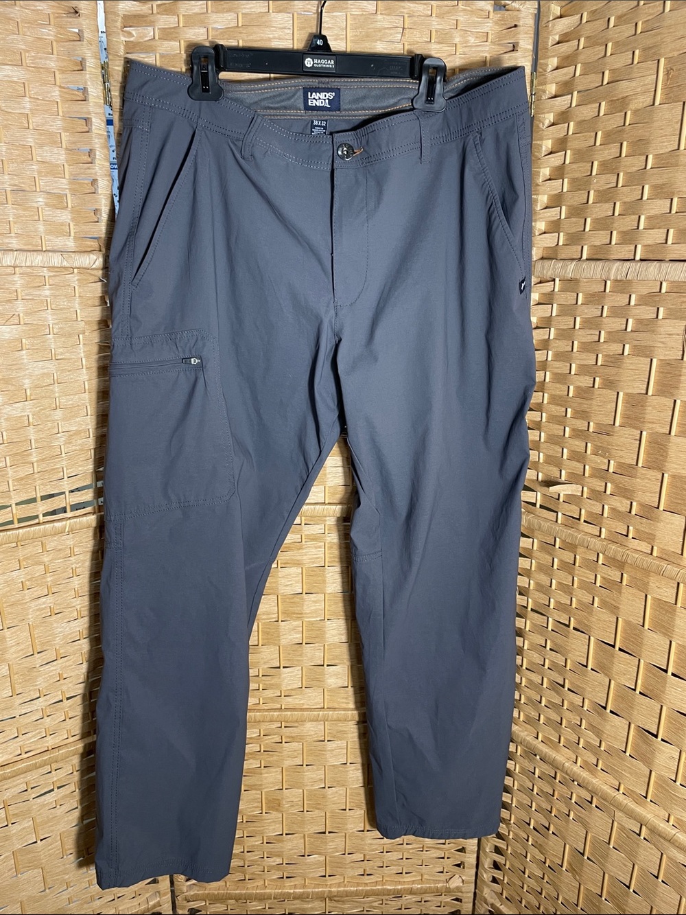 Lands' End Men's Charcoal Gray Cargo Travel Pants - Size 38x32